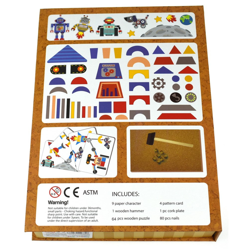 Kids Build Your Own Wooden Space & Robot In Bookcase