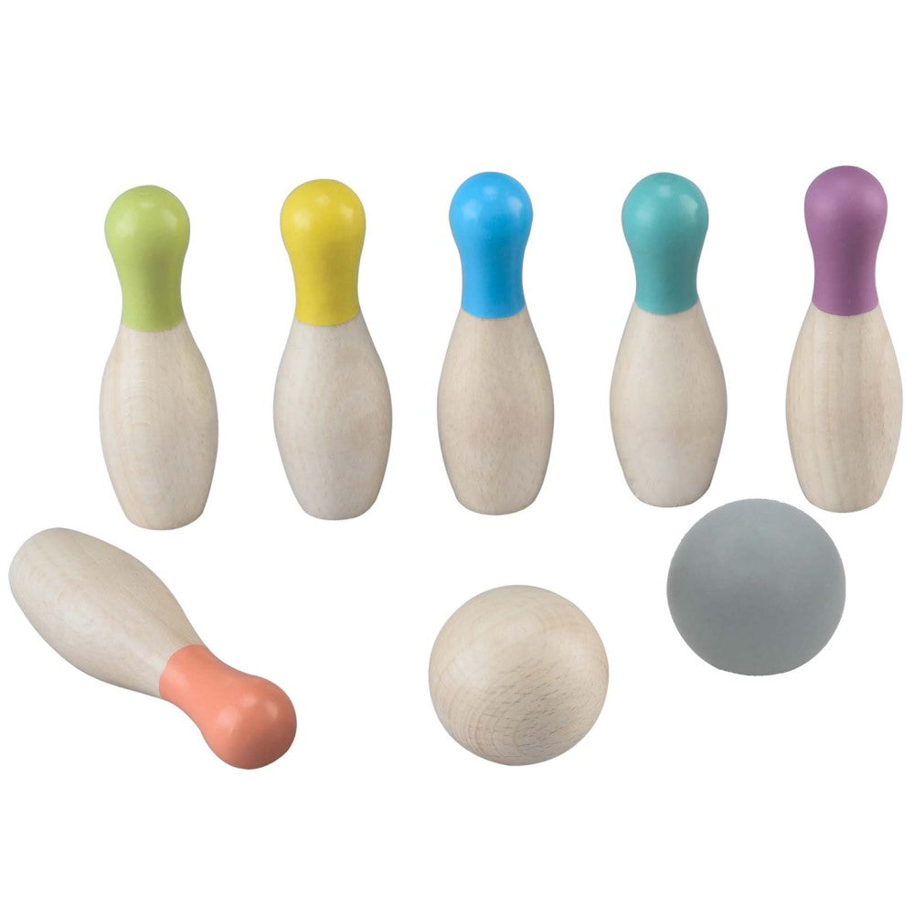 Kids Wooden Bowling Set Coloured Top