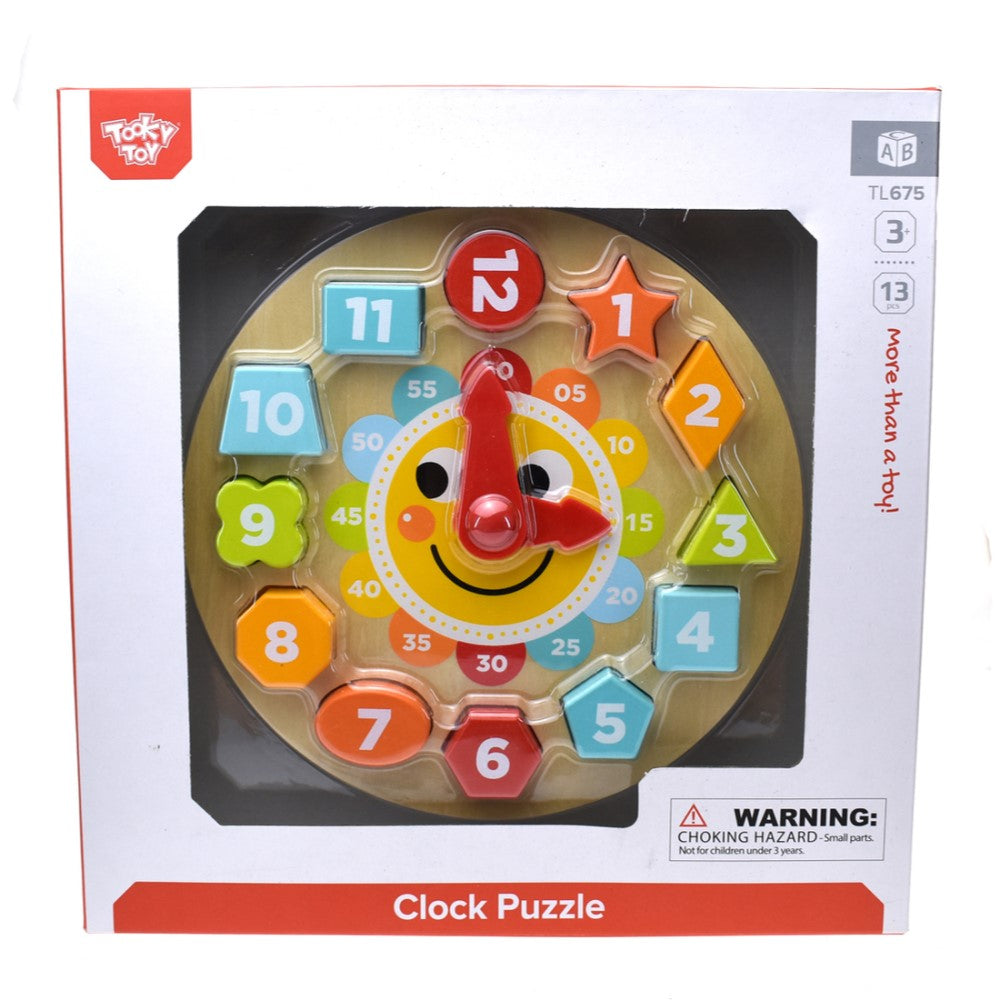Kids Wooden Clock Shape Sorter Puzzle