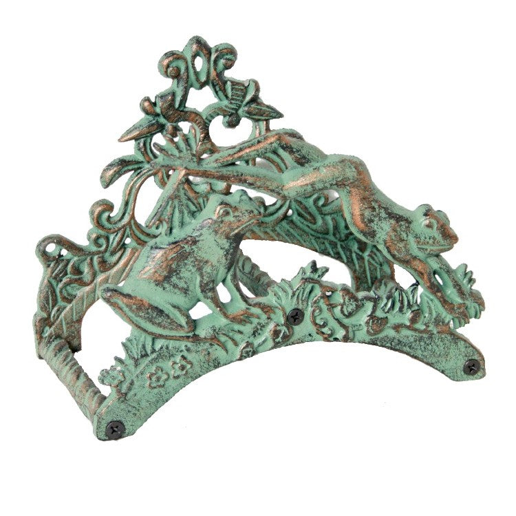 Playing Frogs Cast Iron Wall Mount Hose Hanger - Verdigris