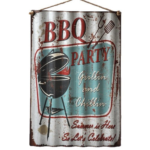 Retro "BBQ Party" Corrugated Tin Wall Sign