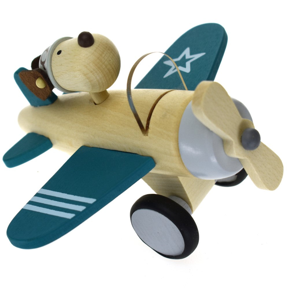 Retro Dog Pilot Wooden Plane Large