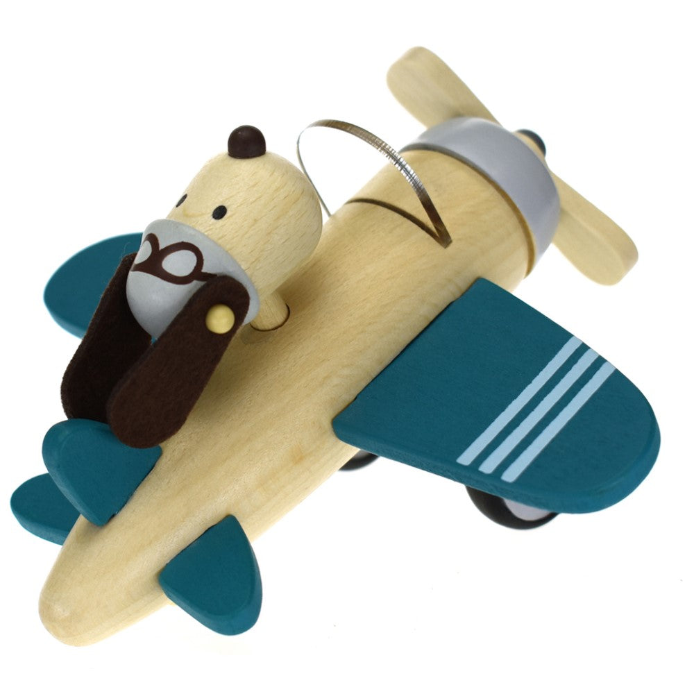 Retro Dog Pilot Wooden Plane Large