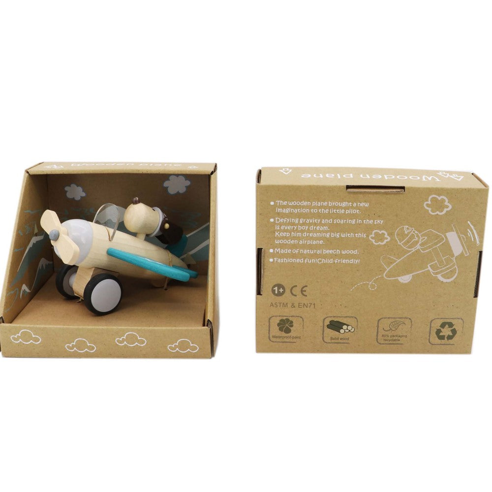 Retro Dog Pilot Wooden Plane Large