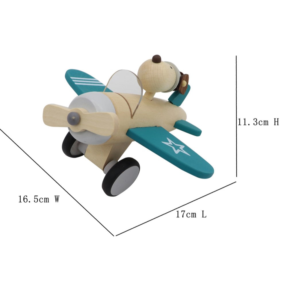 Retro Dog Pilot Wooden Plane Large