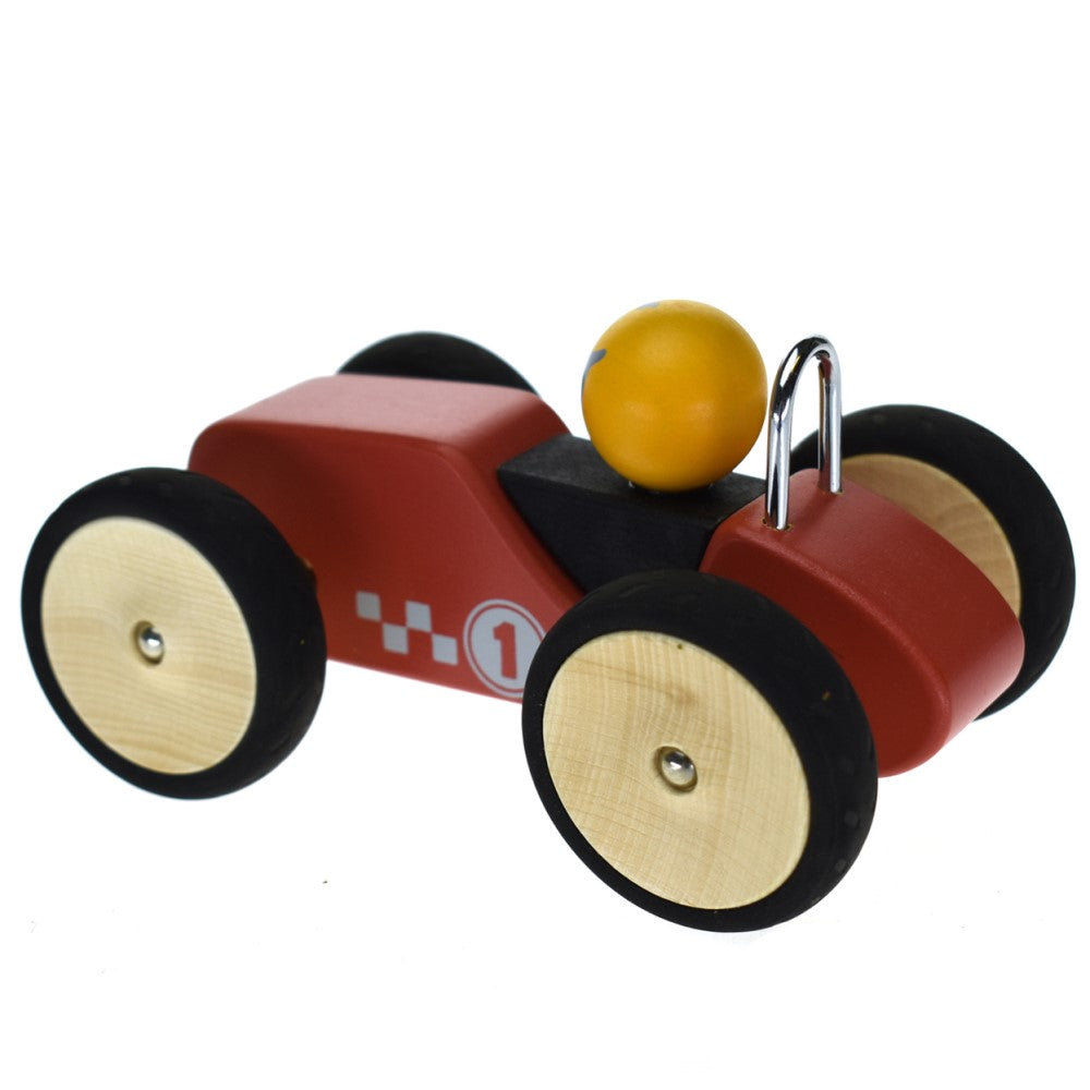 Toddlers Retro Style Pull Toy Racing Car Red Large