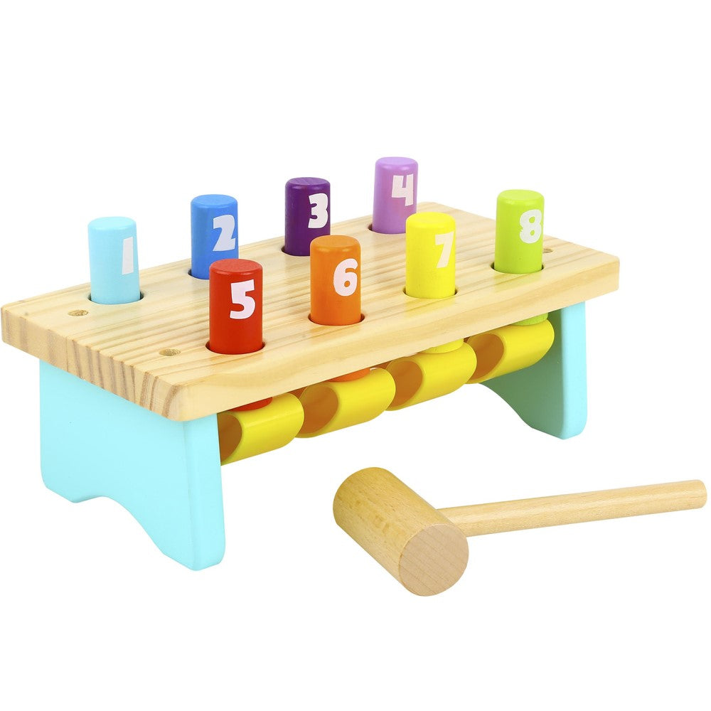 Toddlers Wooden Hammer Bench With Numbers