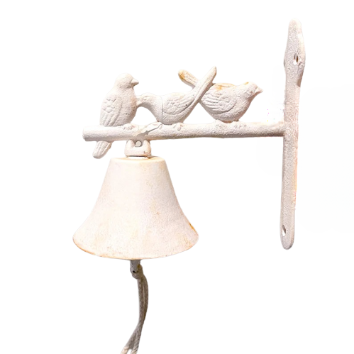 Wall Hanging Downbridge Cast Iron Birds Doorbell - Antique White