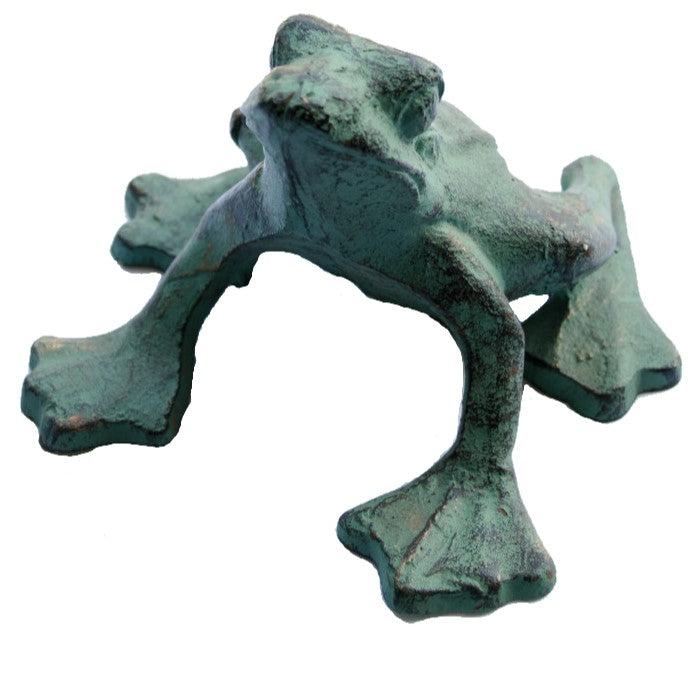 Watching Frog Cast Iron Statue Door Stopper - Verdigris