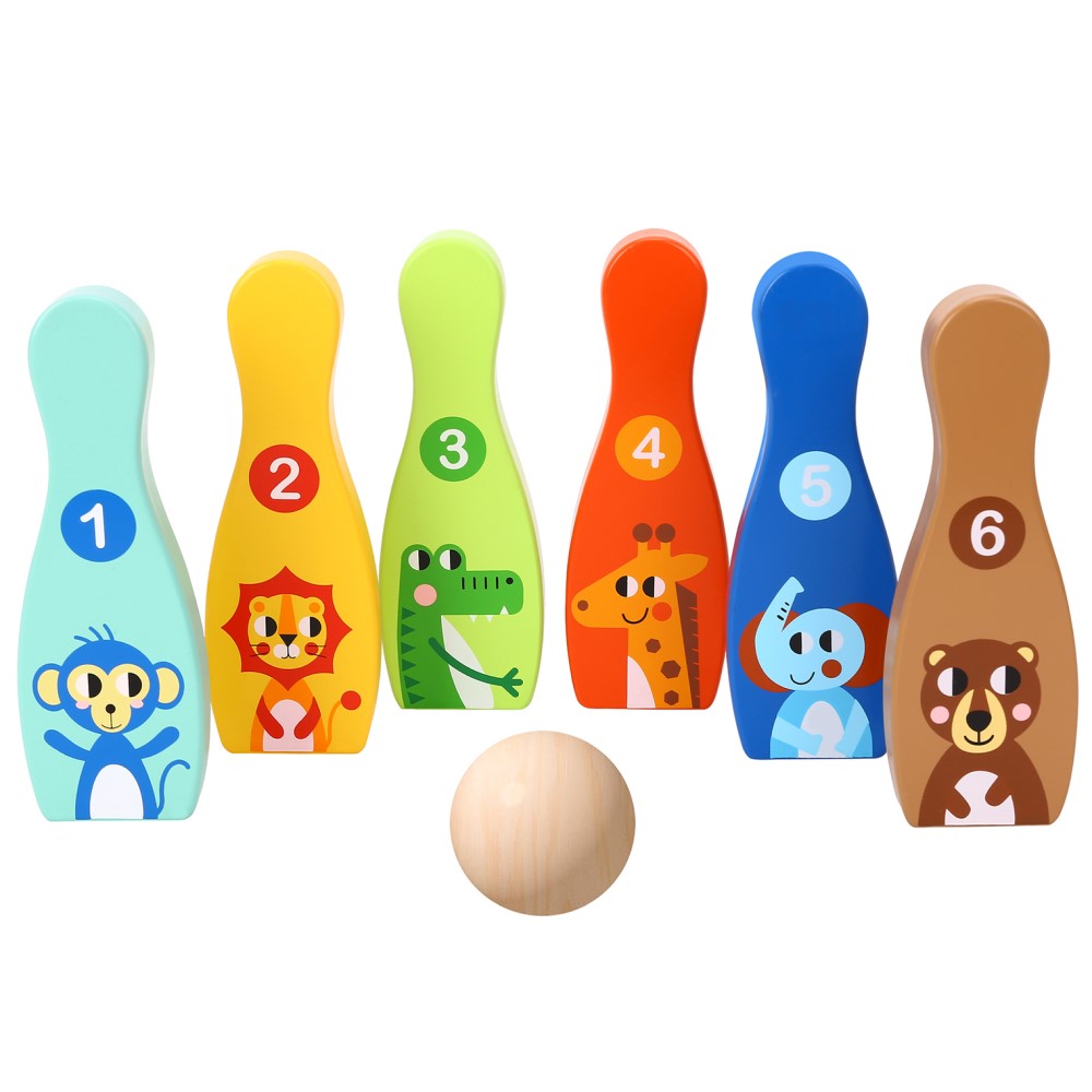 Wooden Jungle Bowling Game Set