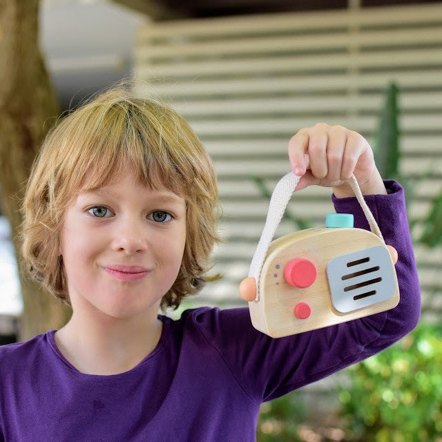 Wooden Radio Music Box Toy - Red