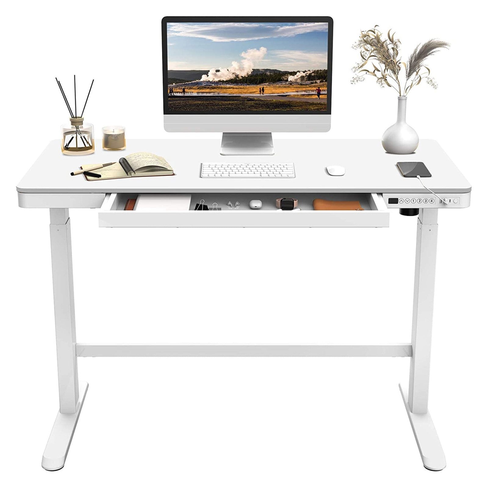 1.2m Sit and Stand Motorised Desk for Comfort - White