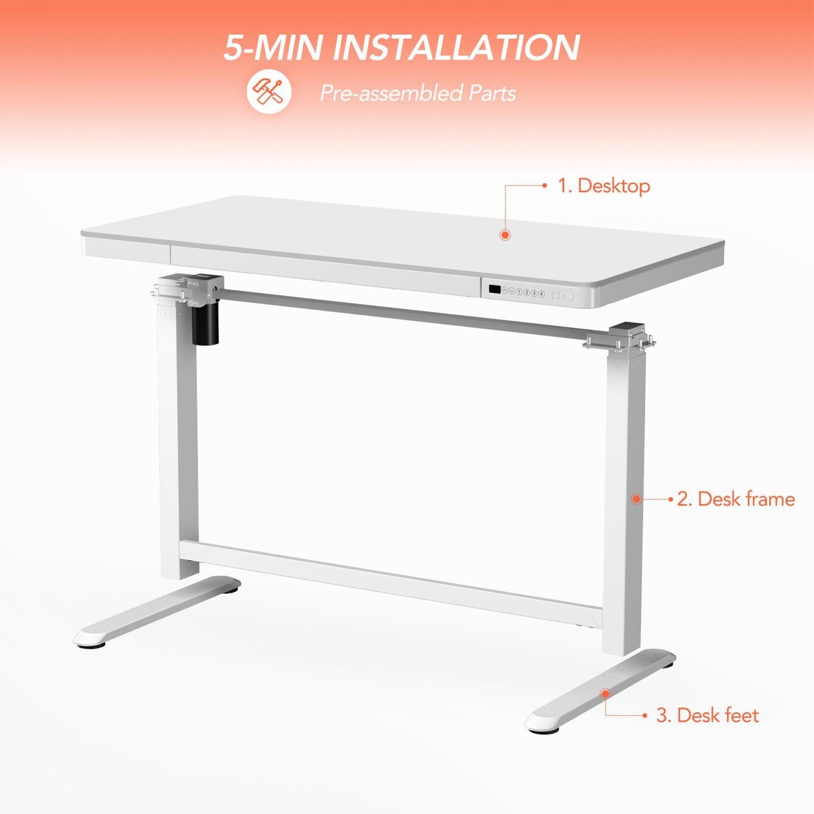 1.2m Sit and Stand Motorised Desk for Comfort - White