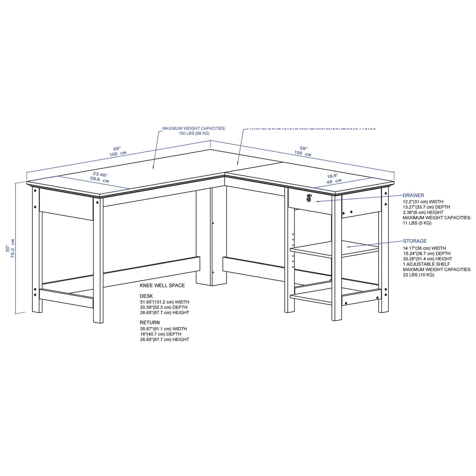 1.5m L-Desk for Contemporary Office Solutions