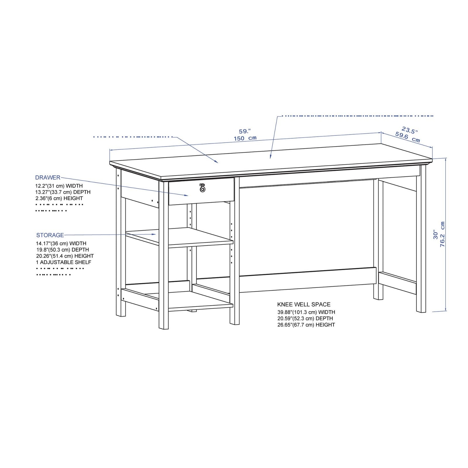 1.5m Writing Desk for Professional Spaces