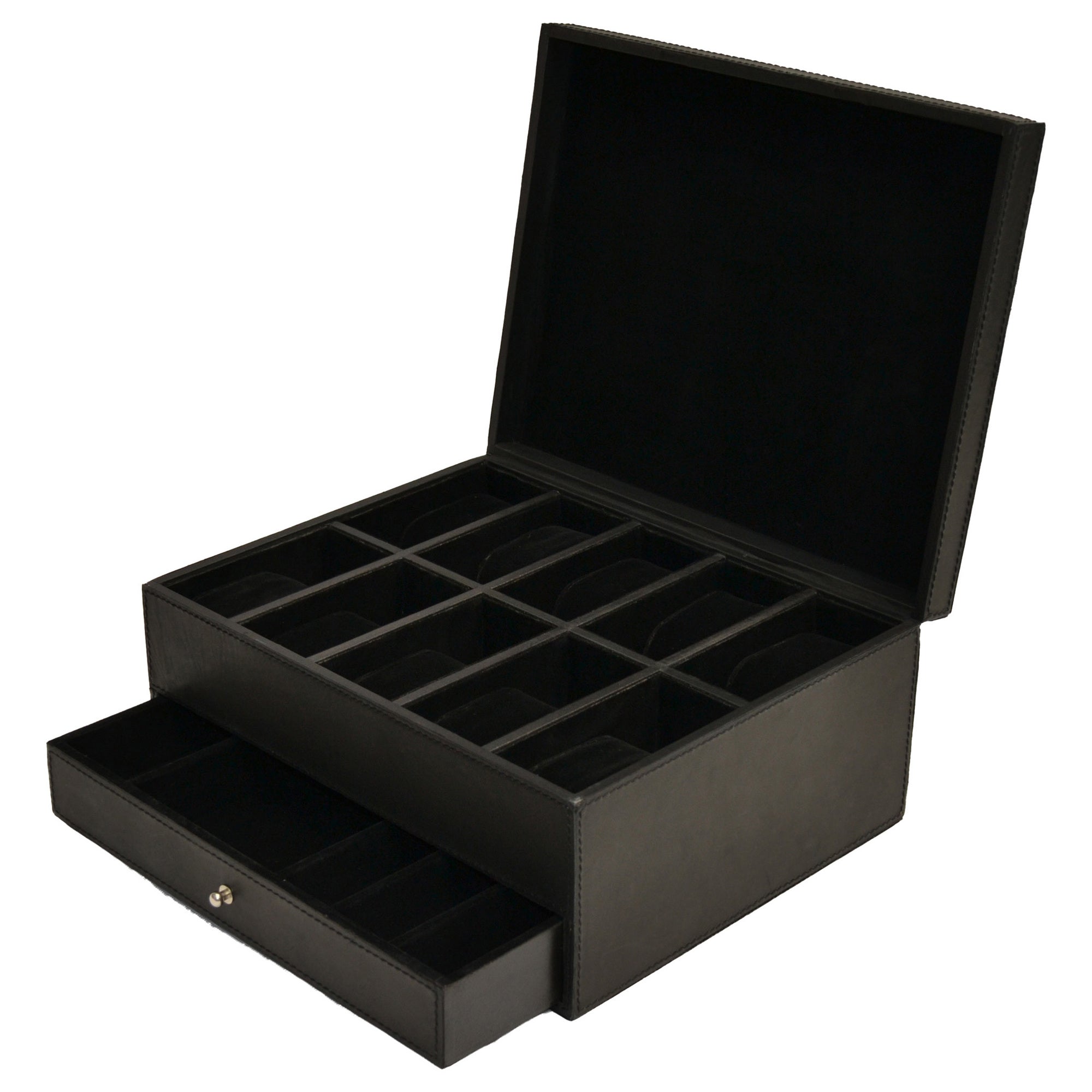 Luxe 10 Watches Leather Holder & Jewelry Drawer (3 Colors to Choose)