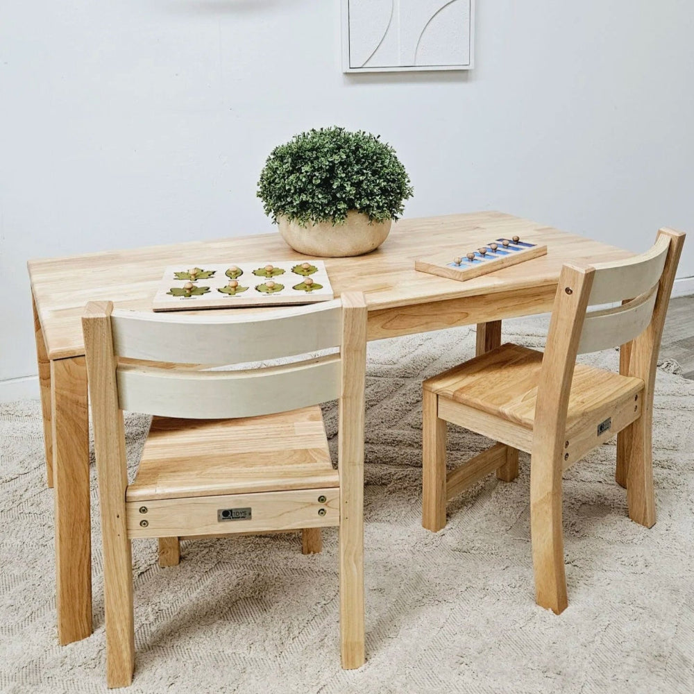 Solid Rectangular Table with 2 Stacking Chairs