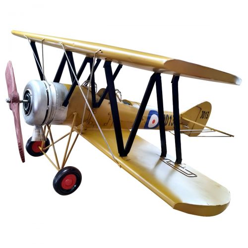 1930s The Avro 621 Tutor Biplane Decor in Yellow