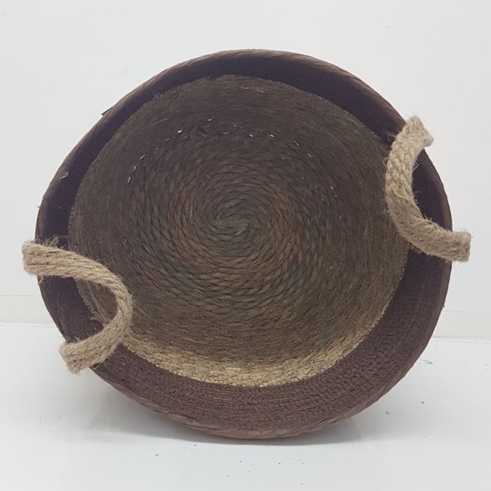 2-Tone Trish V-shape Basket with Tassels - Natural / Brown -Set of 3