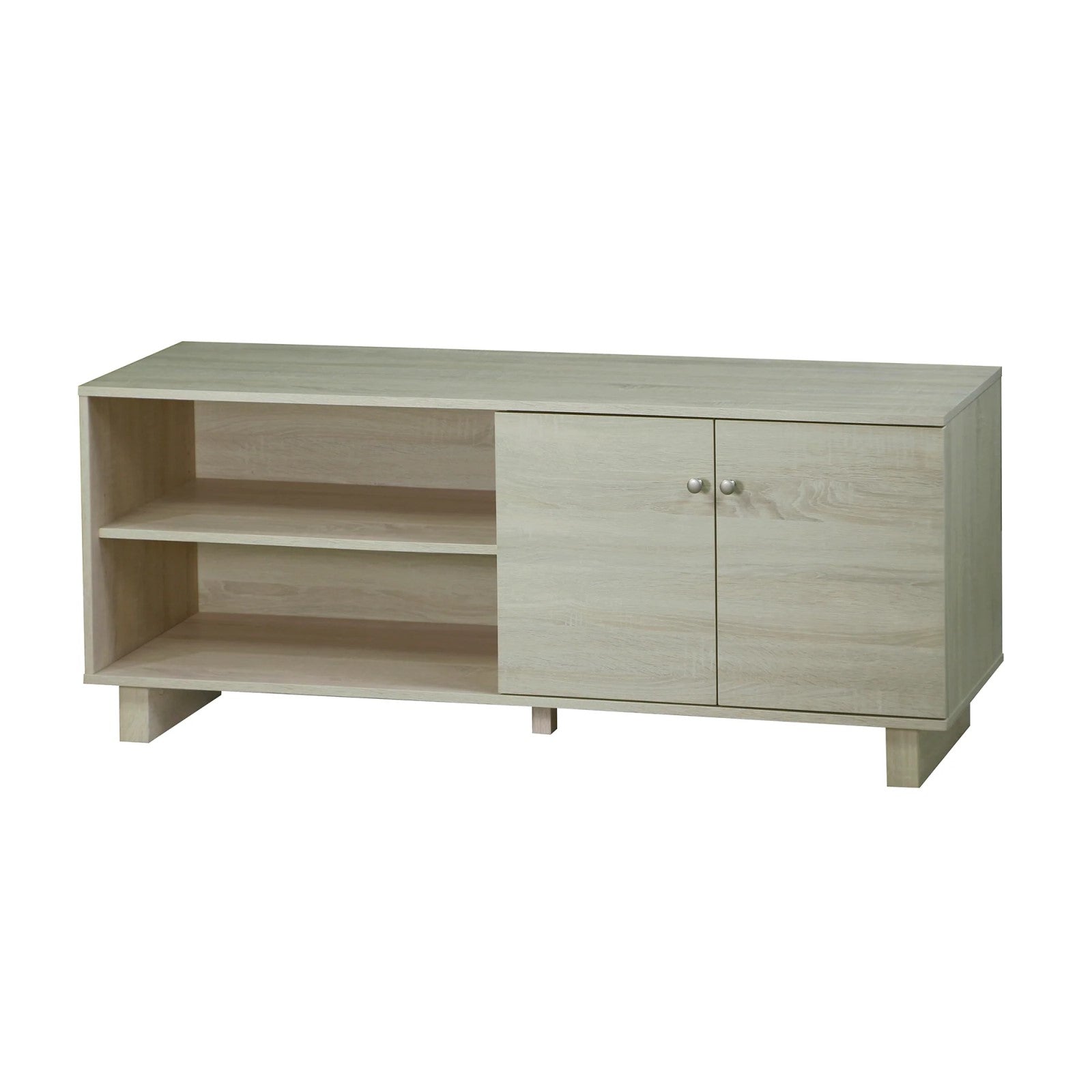 2 Doors TV Unit in White Oak for Elevated Viewing
