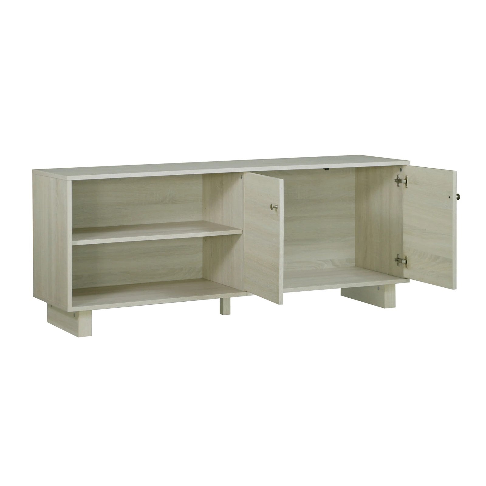 2 Doors TV Unit in White Oak for Elevated Viewing