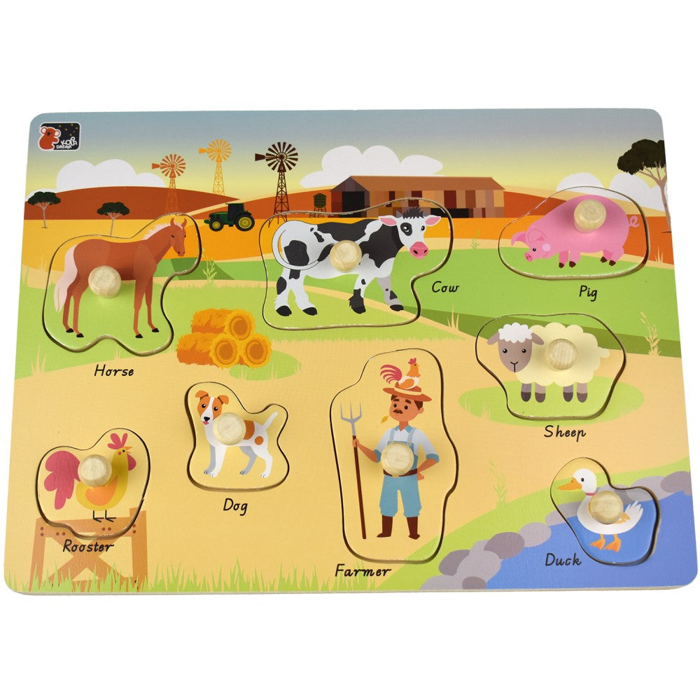 2 IN 1 Australian Farm Peg Puzzle & Shape Sorter