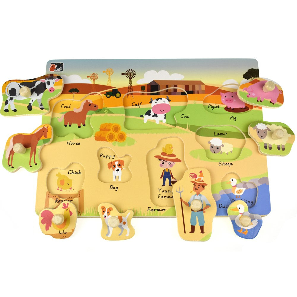 2 IN 1 Australian Farm Peg Puzzle & Shape Sorter
