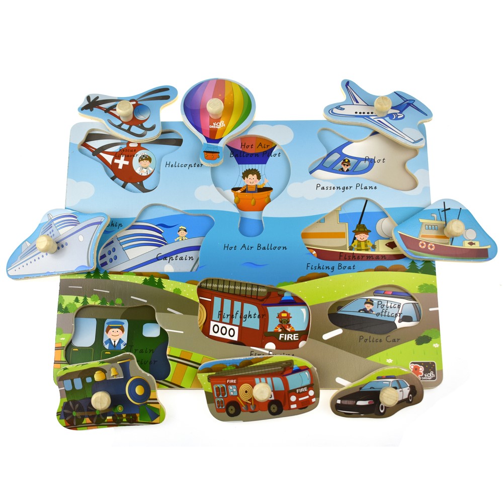 2 IN 1 Transport Peg Puzzle & Shape Sorter