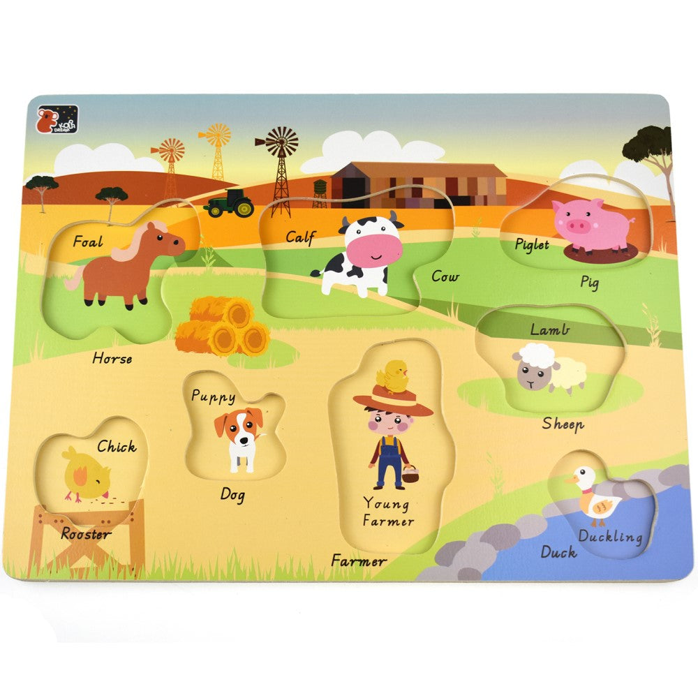 2 IN 1 Australian Farm Peg Puzzle & Shape Sorter
