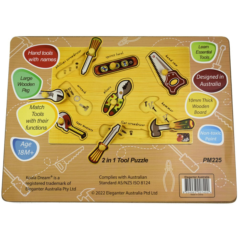 2 IN 1 Tools Peg Puzzle & Shape Sorter