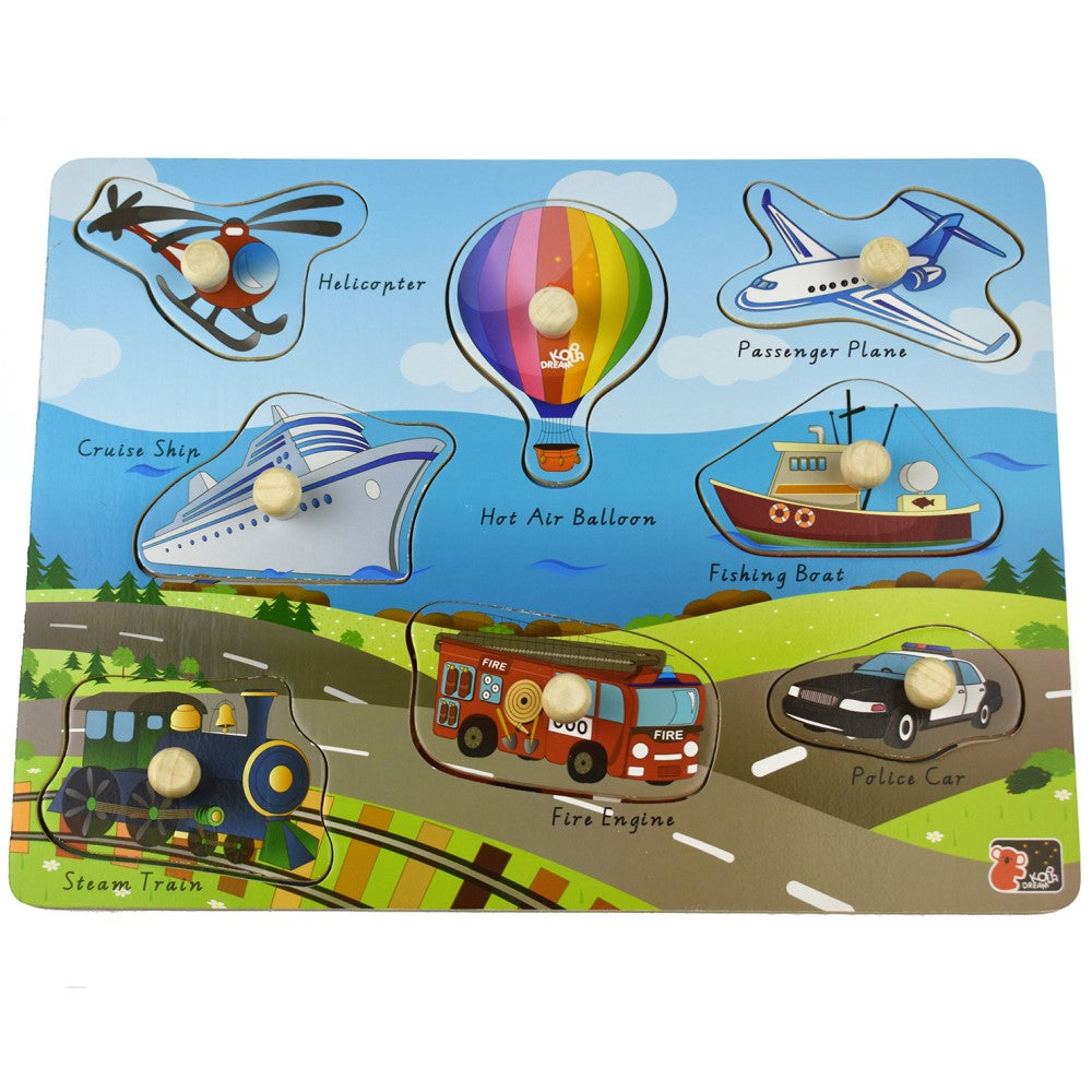 2 IN 1 Transport Peg Puzzle & Shape Sorter