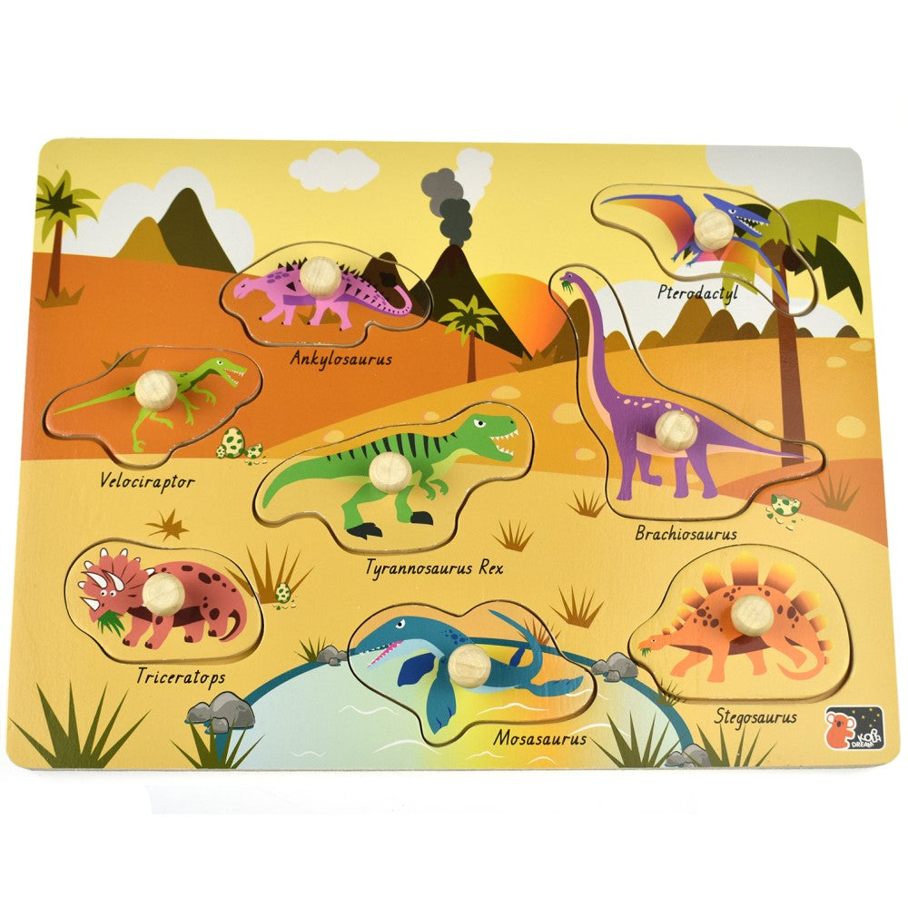 2 IN 1 Dinosaur Peg Puzzle & Shape Sorter
