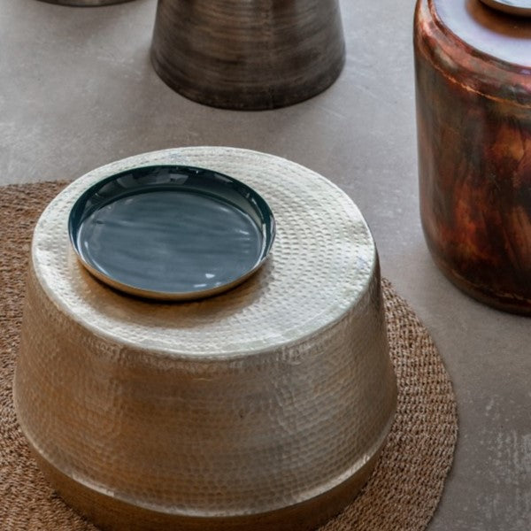 2 Pcs Bold and Beautiful Aluminum Trays - Teal/Gold