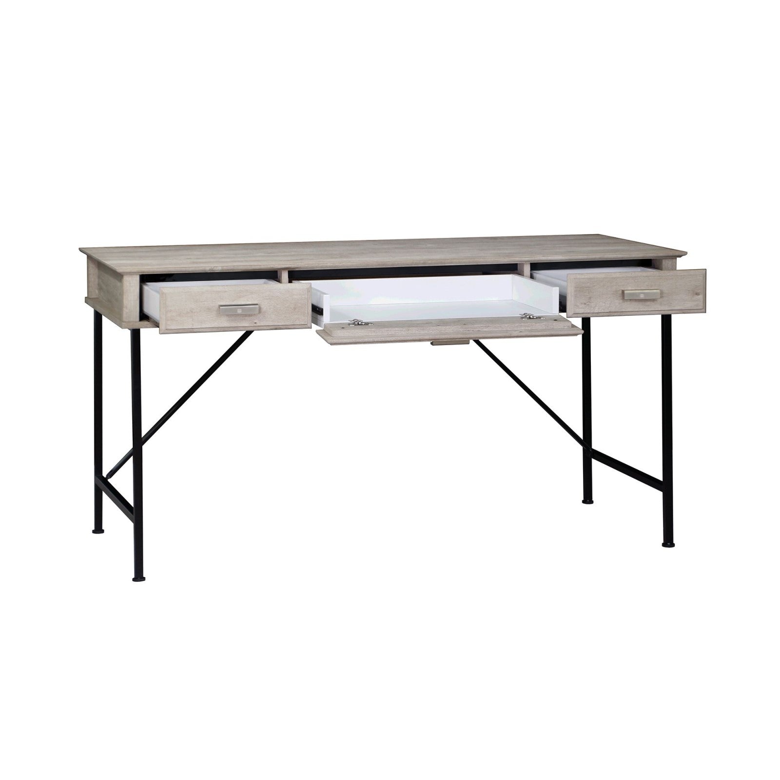 3-Drawer 1.4m Writing Desk in Washed Grey