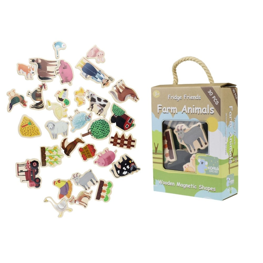 30 Pcs Aussie Farm & Animals Wooden Fridge Magnets