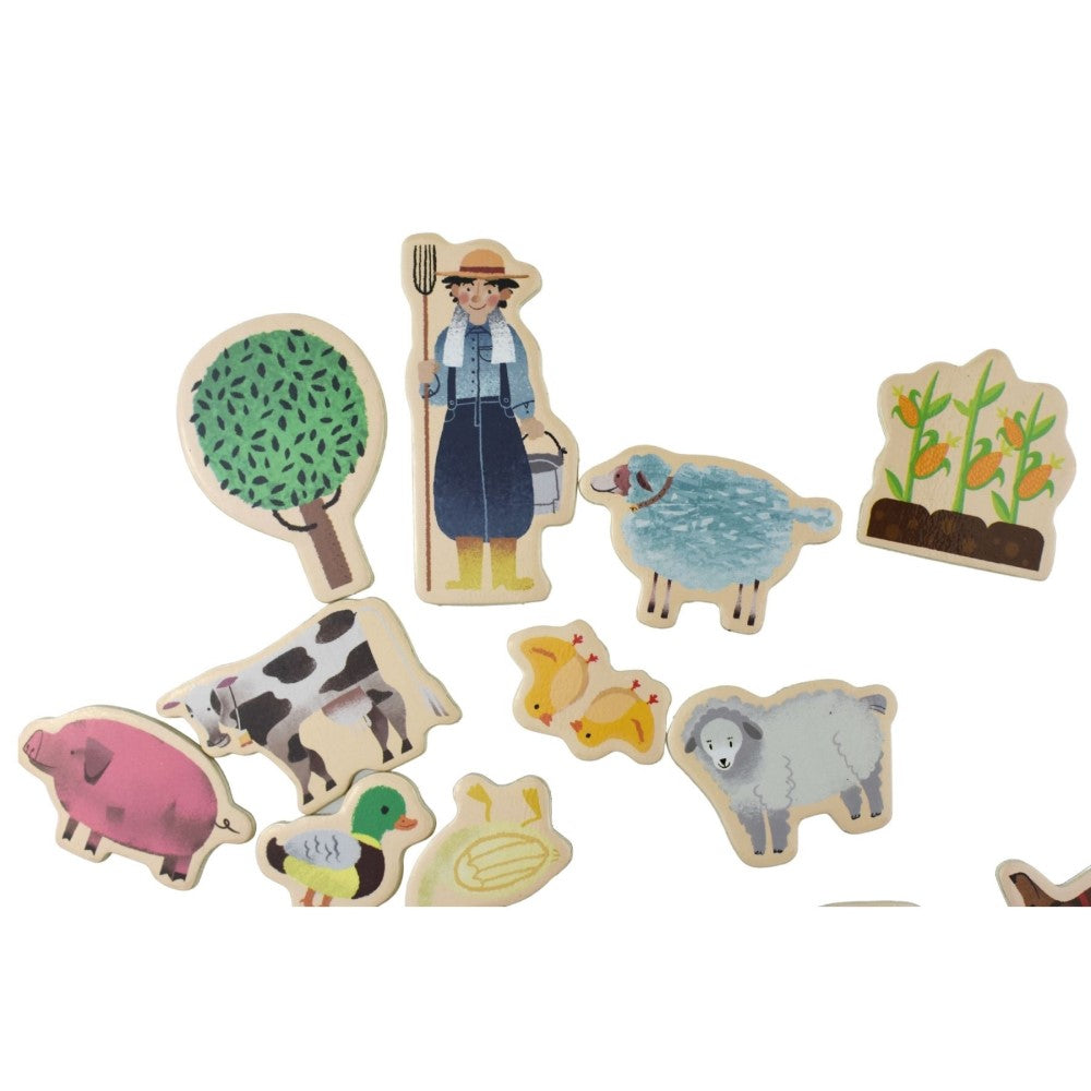 30 Pcs Aussie Farm & Animals Wooden Fridge Magnets