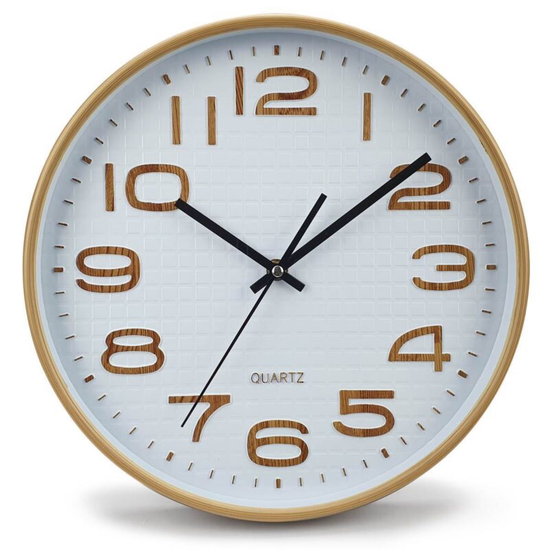 3D Numeral Brown Wall Clock 30cms