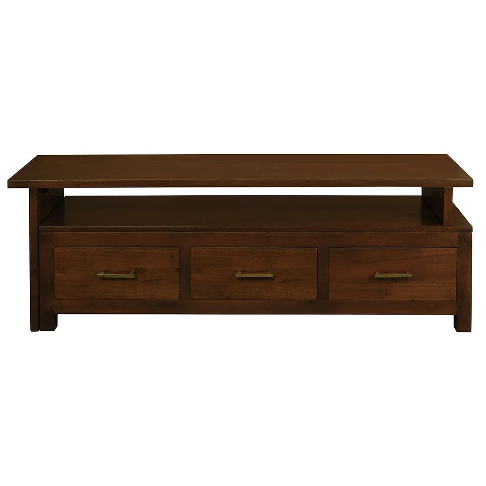 3 Drawer Extendable Entertainment Unit - Brown