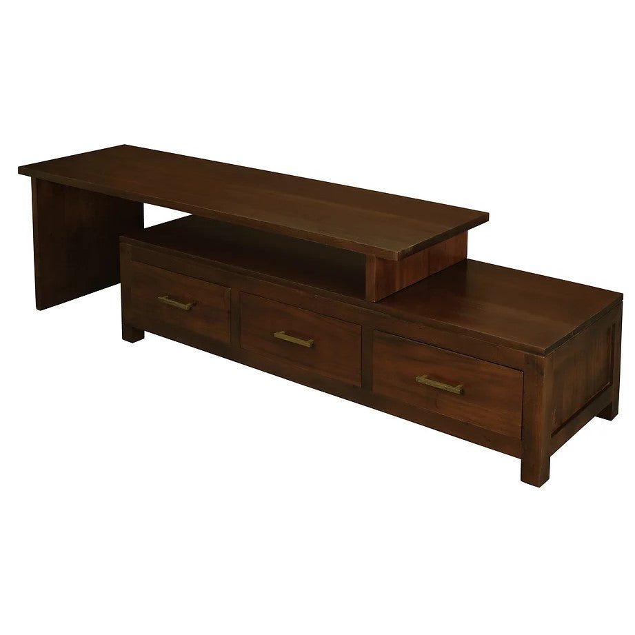 3 Drawer Extendable Entertainment Unit - Brown
