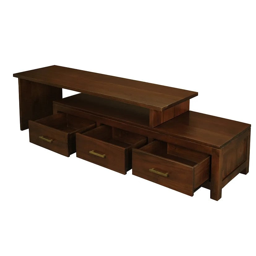 3 Drawer Extendable Entertainment Unit - Brown