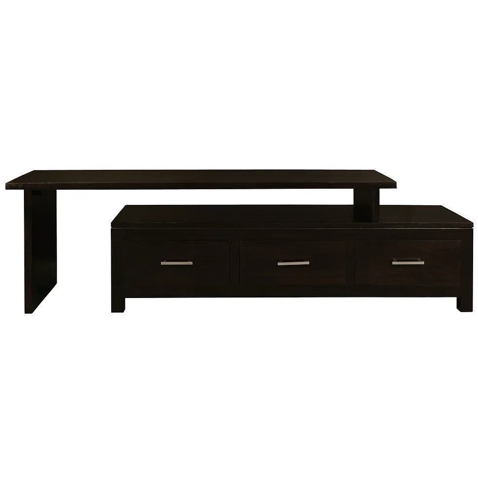 3 Drawer Extendable Entertainment Unit - Dark Brown