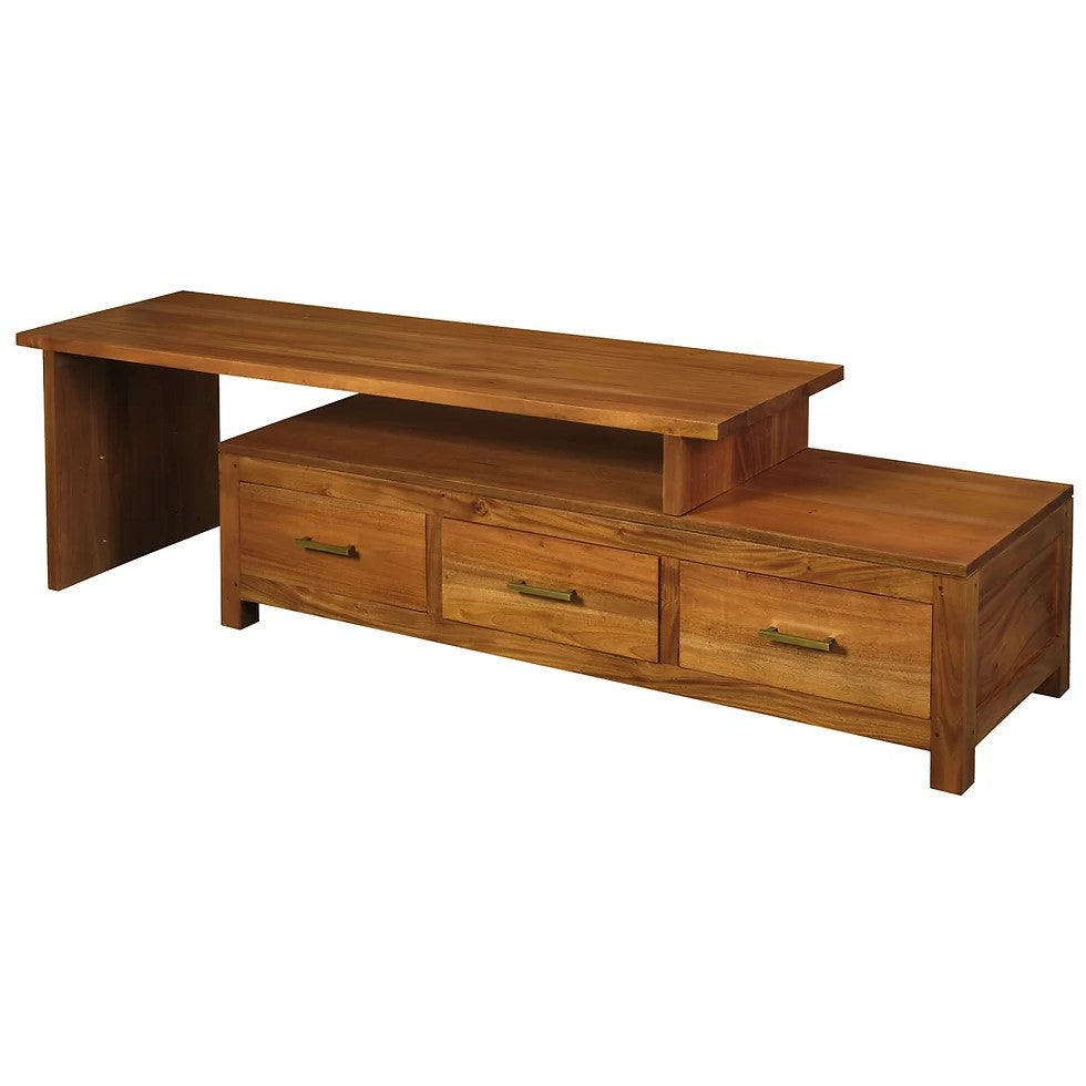 3 Drawer Extendable Entertainment Unit - Light Brown