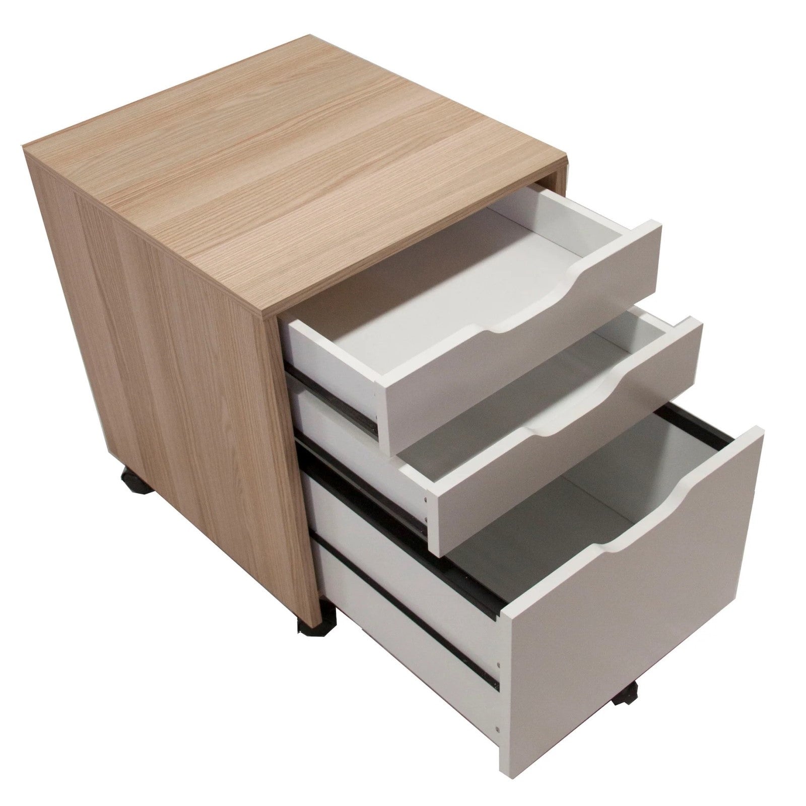 Light Timber Filing Cabinet 2 Drawers on Wheels