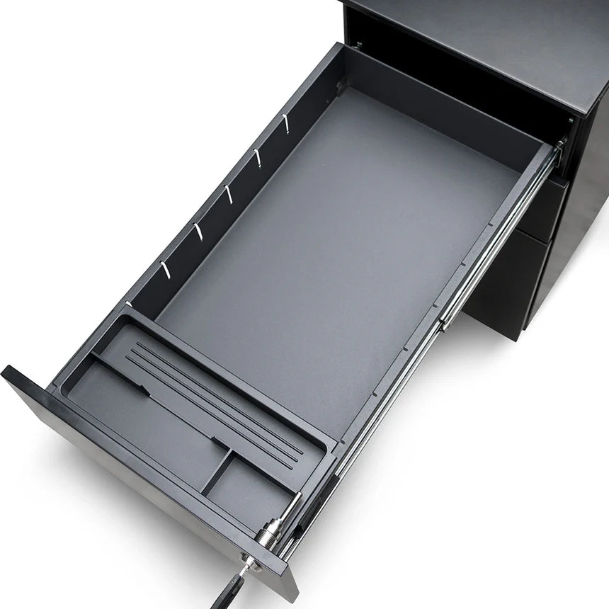 3 Drawers Slim Wooden Mobile Pedestal - Black