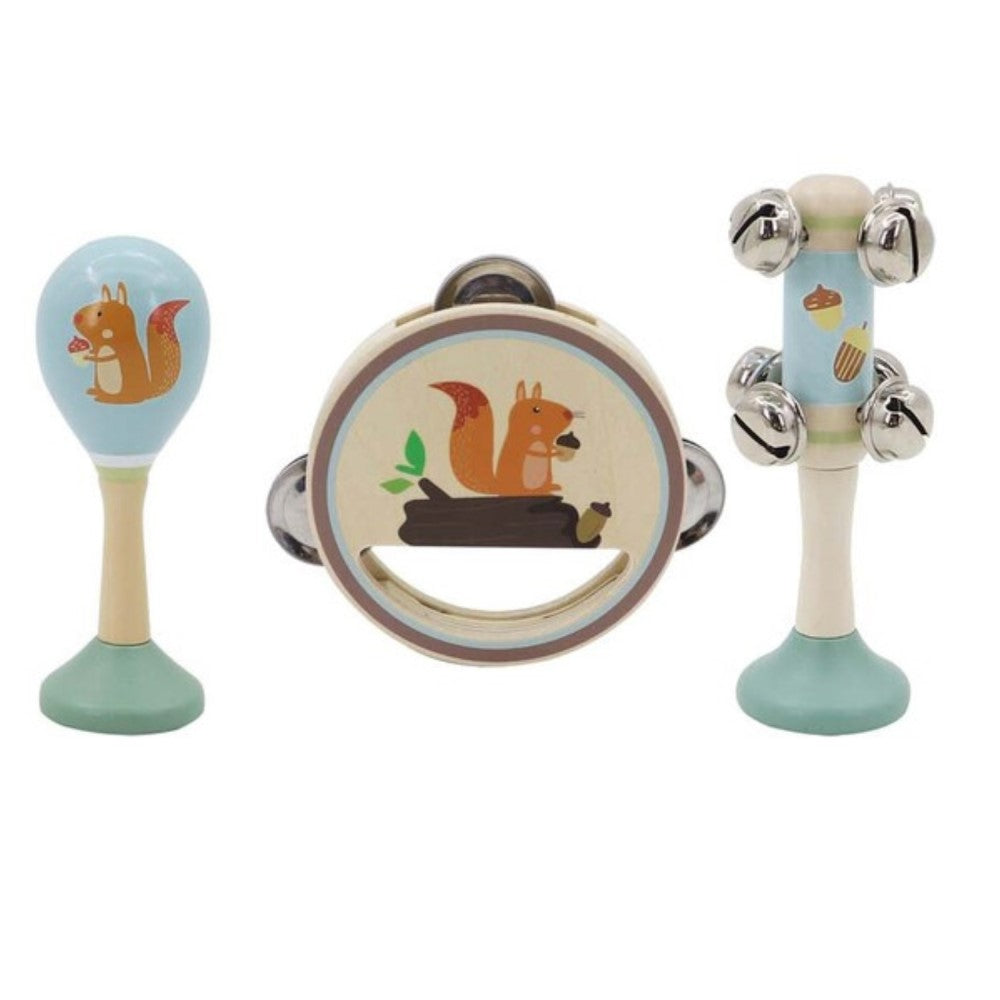 3Pcs Wooden Kids Musical Instruments Set - Squirrel