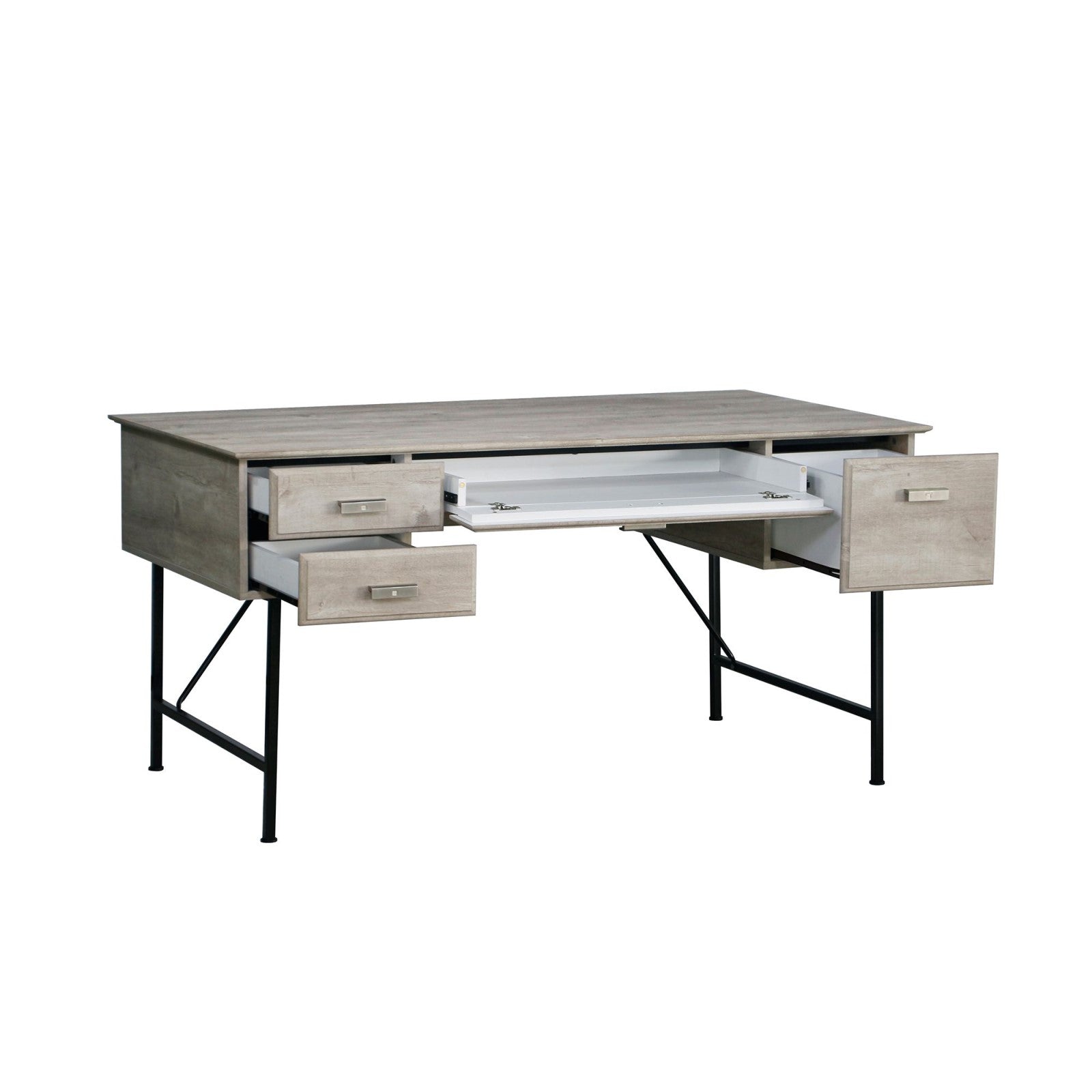 4-Drawer 1.5m Writing Desk in Washed Grey