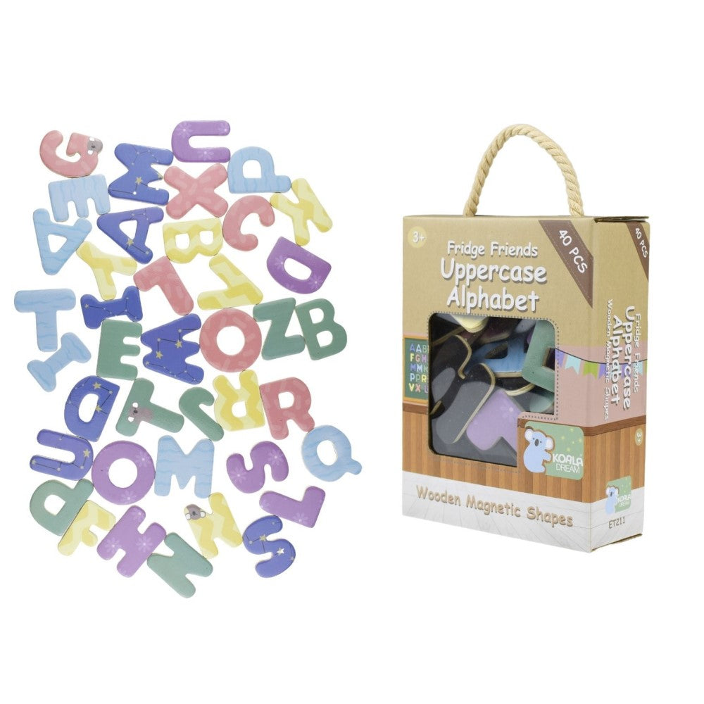 40Pcs ABC Uppercase Wooden Fridge Magnets