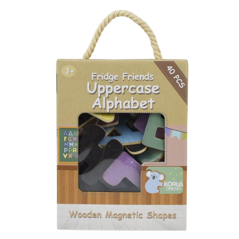 40Pcs ABC Uppercase Wooden Fridge Magnets