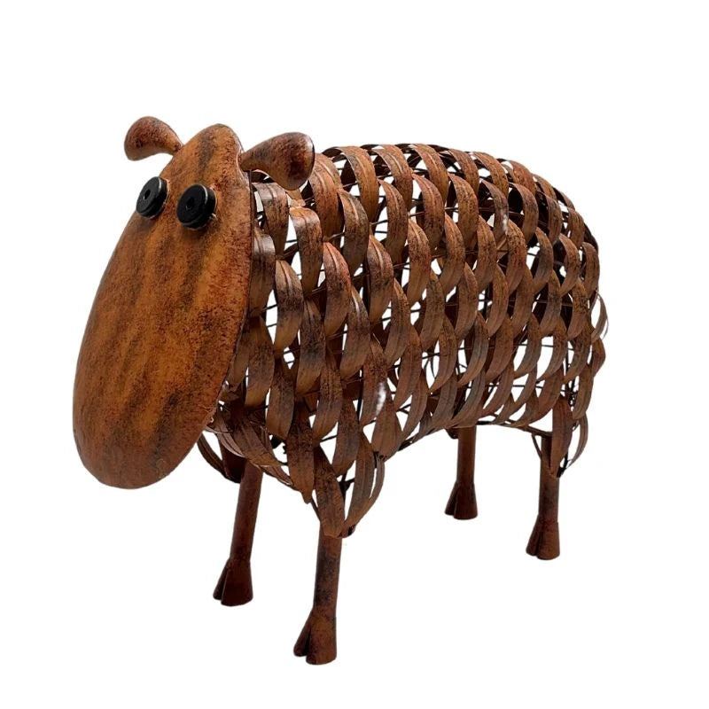 Metal Rust Sheep Statue Graden Decor