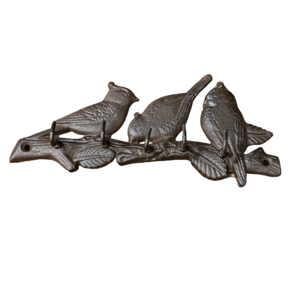 Birds 5 Hooks Cast Iron Wall Hanging